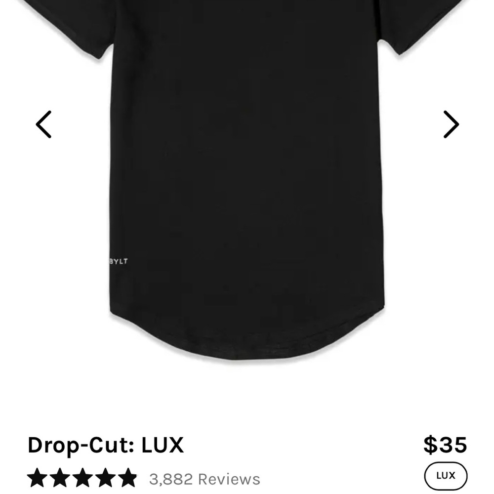 NWT LUX Men's Black Drop-Cut Shirt